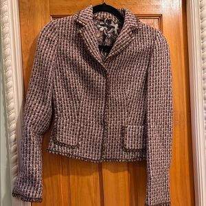 Elie Tahari Mauve Pink Tweed Cropped Blazer